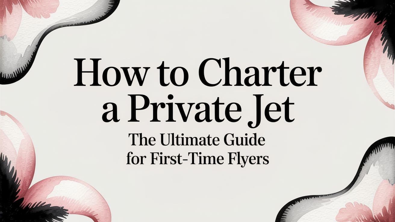 Title card for a first-time flyer's guide to chartering a private jet