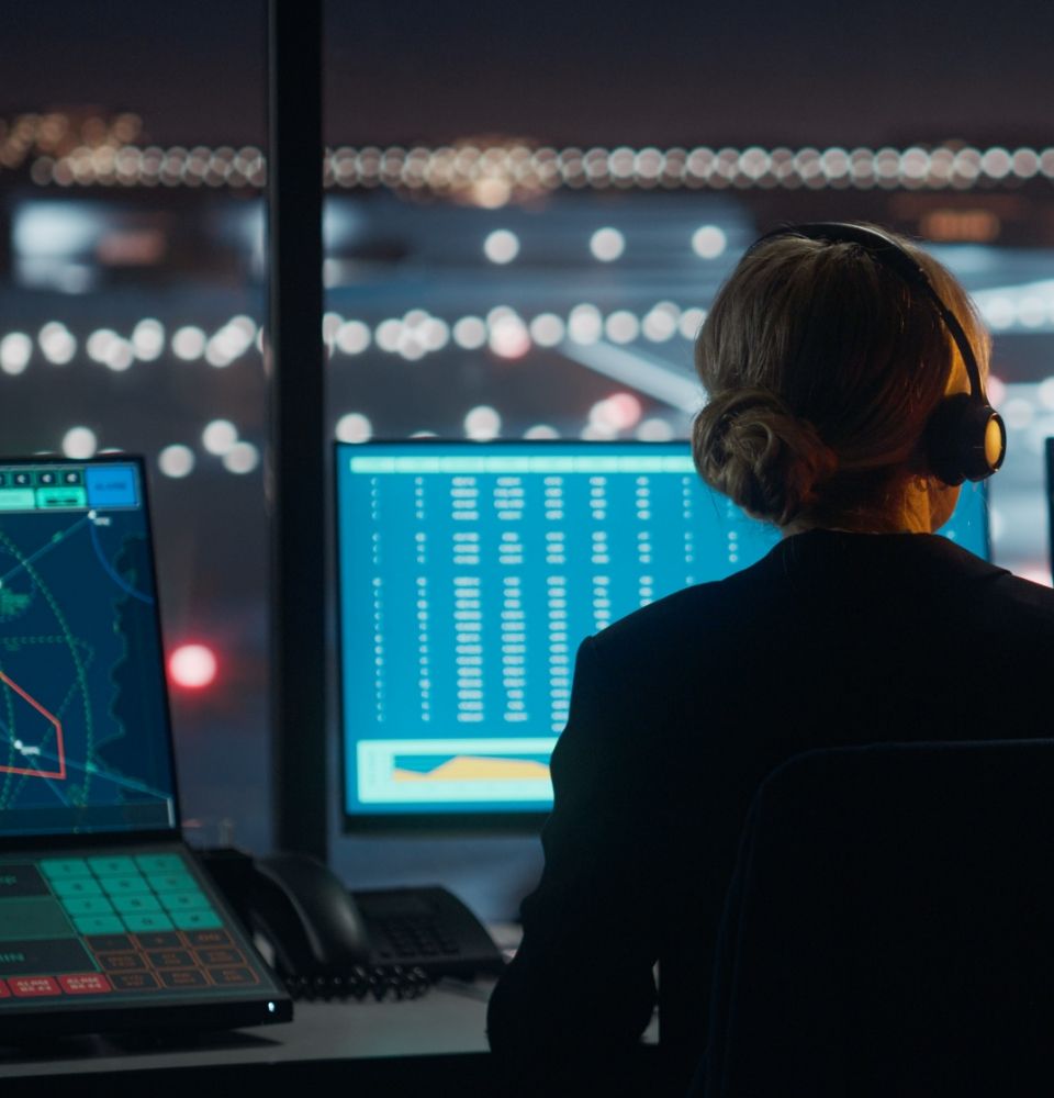 an air traffic controller at work