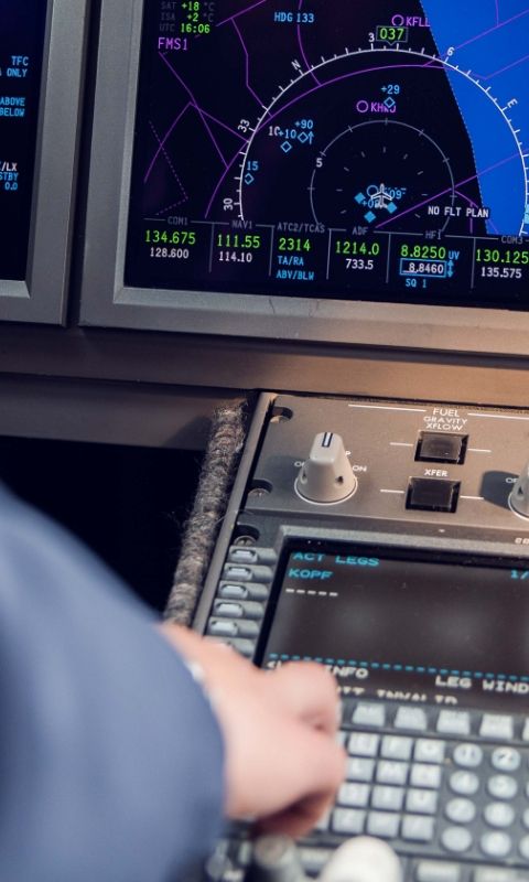 control panels in the cockpit