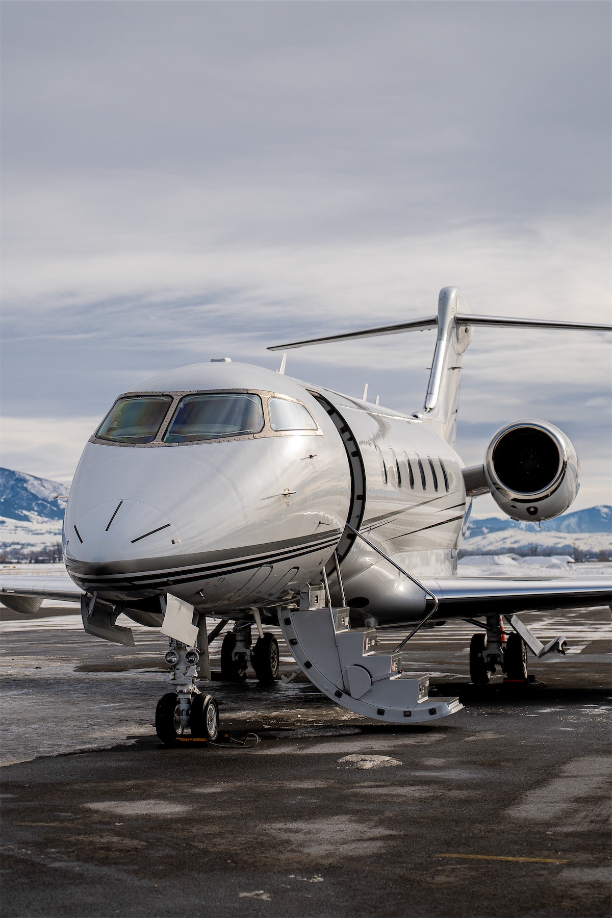 A CRAFT Challenger on a snow-lined ramp with mountains behind