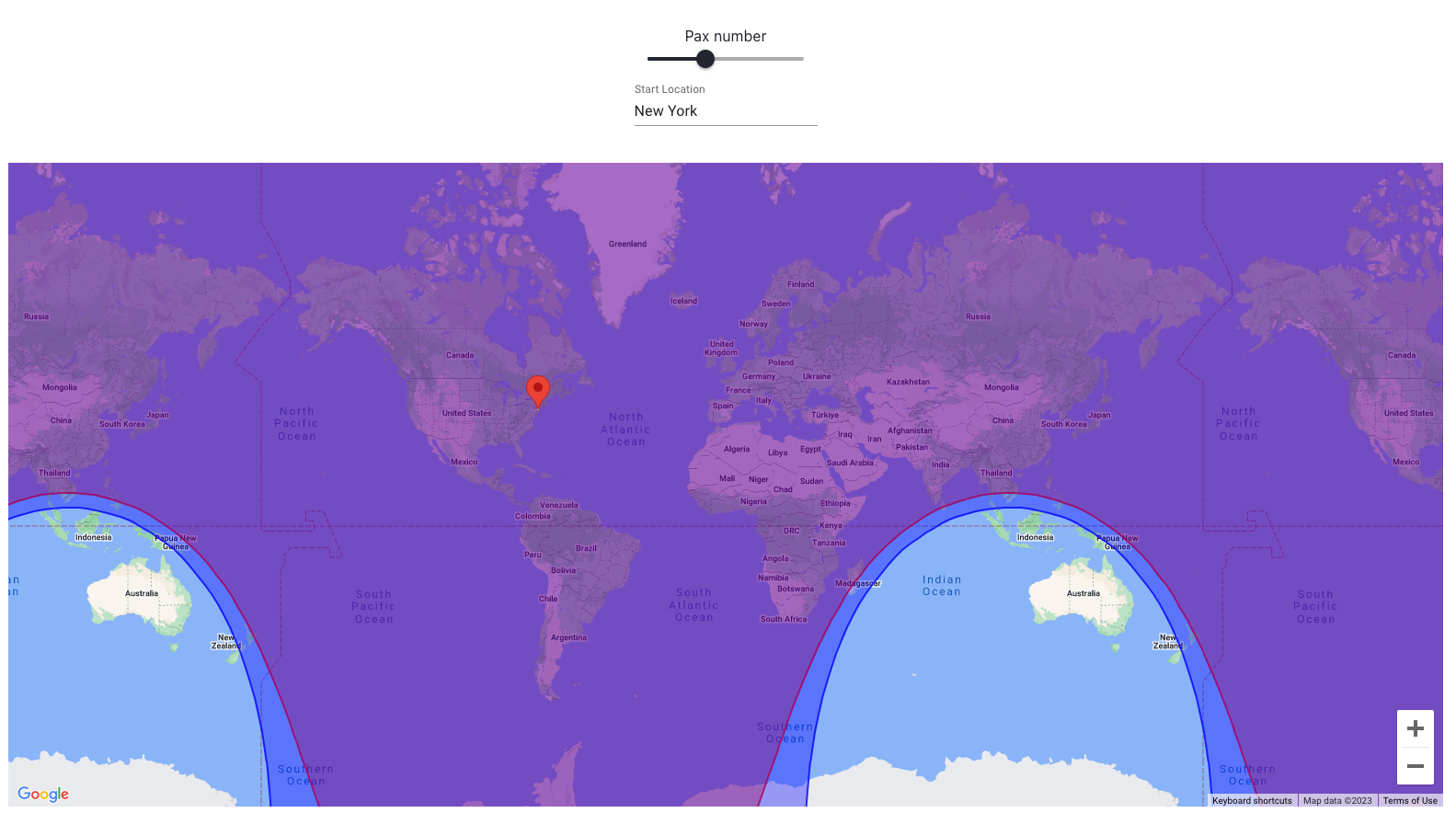 Maximum range of Global 7500 and Global 8000