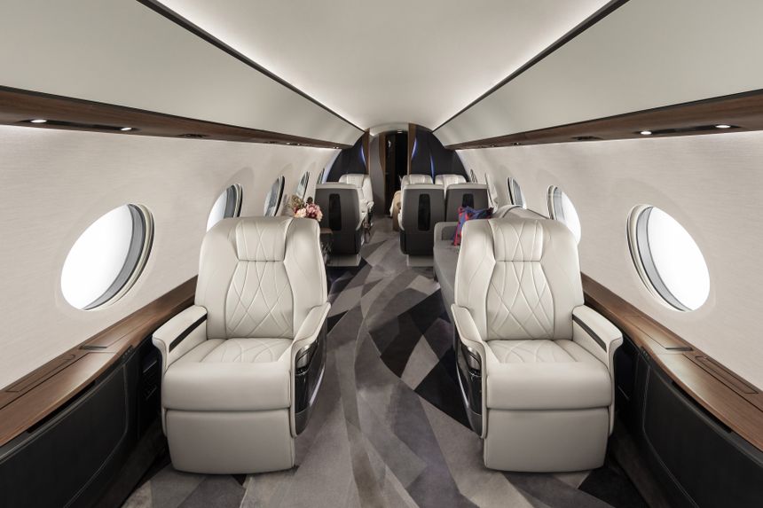 Gulfstream G700 interior white leather seats